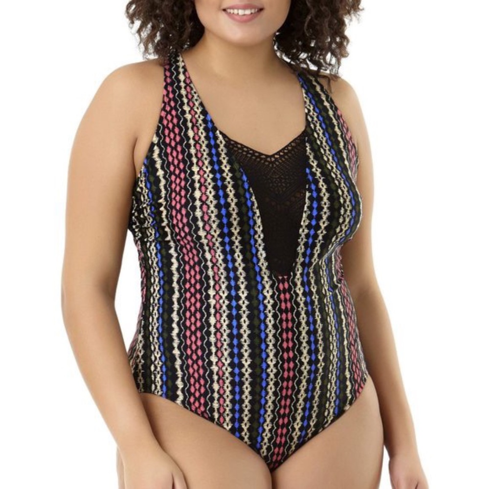 Time and Tru One Piece Multi Colored Swimsuit